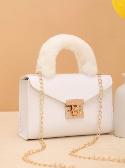 Stylish soft faux fur bag for fall/winter, soft material handbag for daily shopping