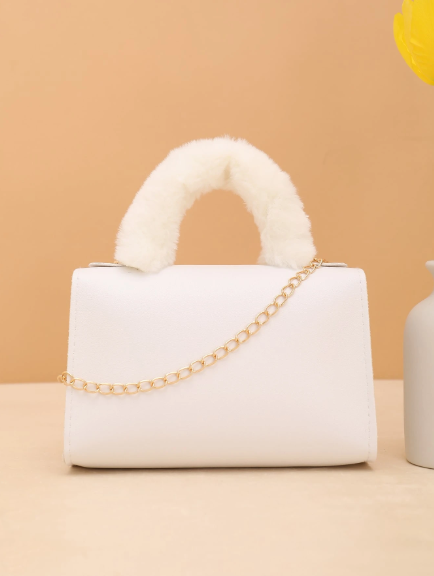 Stylish soft faux fur bag for fall/winter, soft material handbag for daily shopping