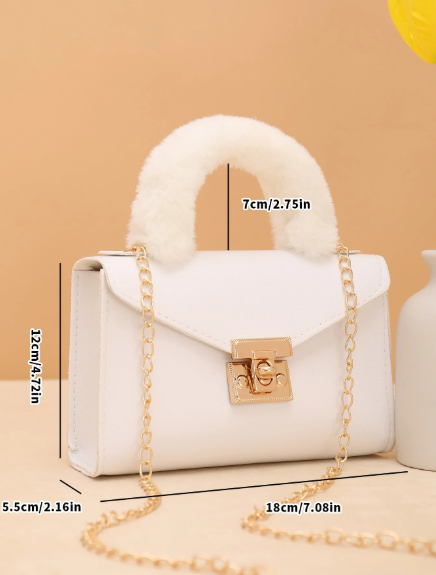 Stylish soft faux fur bag for fall/winter, soft material handbag for daily shopping