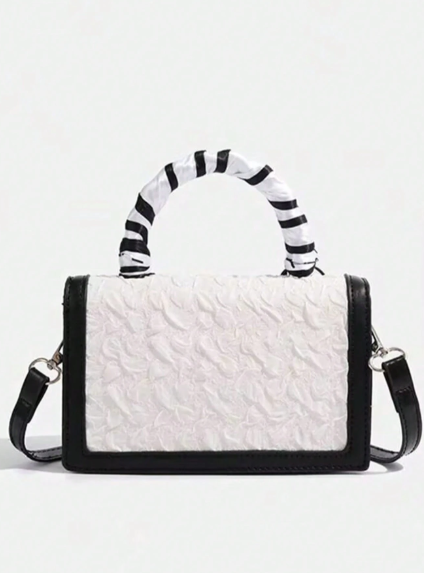 Luxury modern bag with a versatile square design and a cute cherry print