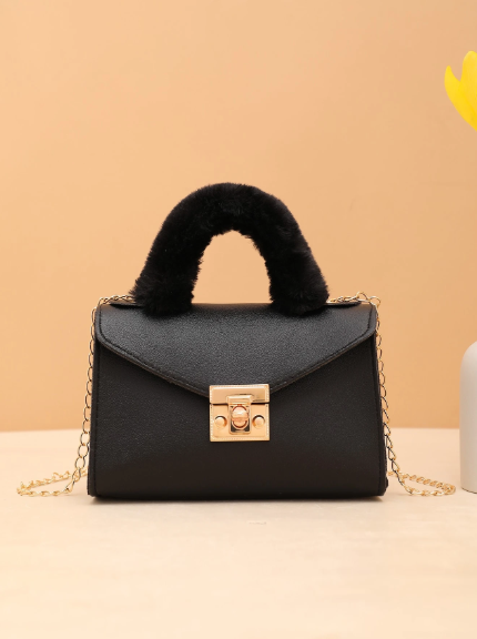 Stylish soft faux fur bag for fall/winter, soft material handbag for daily shopping