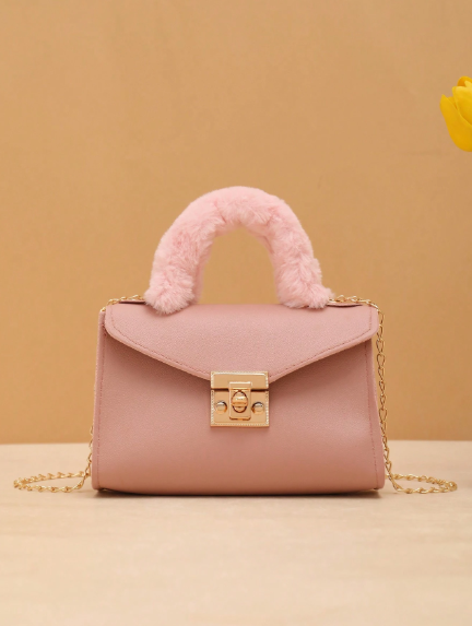 Stylish soft faux fur bag for fall/winter, soft material handbag for daily shopping