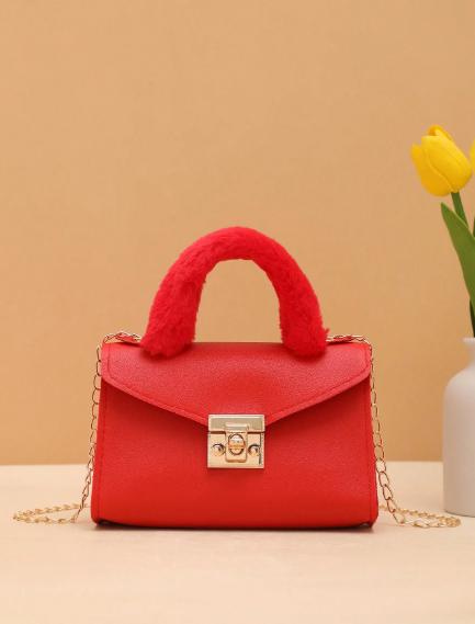Stylish soft faux fur bag for fall/winter, soft material handbag for daily shopping